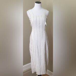 White and Gray Sleeveless, Open-back Midi Sundress